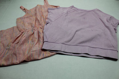 Set leichtes Sommerkleid bunt lila Oberteil ohne Arme Mädchen Sommerware A-Ware 158/164
