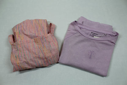 Set leichtes Sommerkleid bunt lila Oberteil ohne Arme Mädchen Sommerware A-Ware 158/164