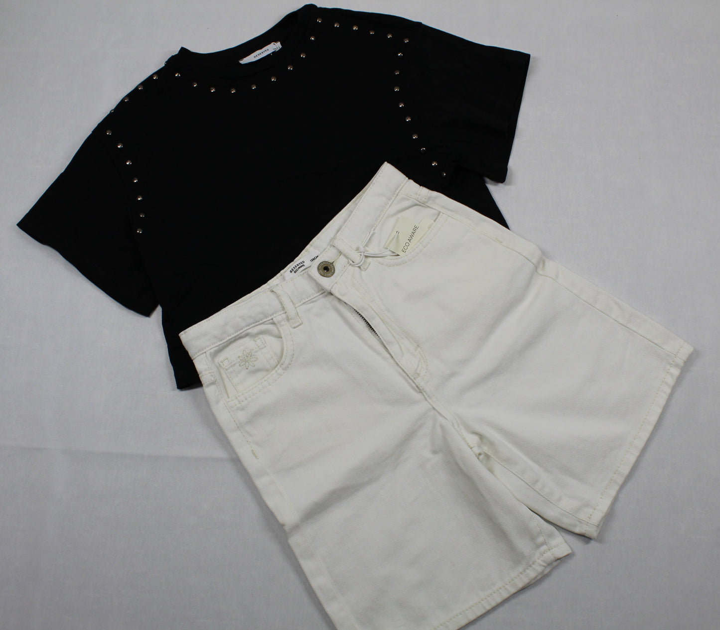 Set kurze Jeans T-Shirt Mädchen 122/128