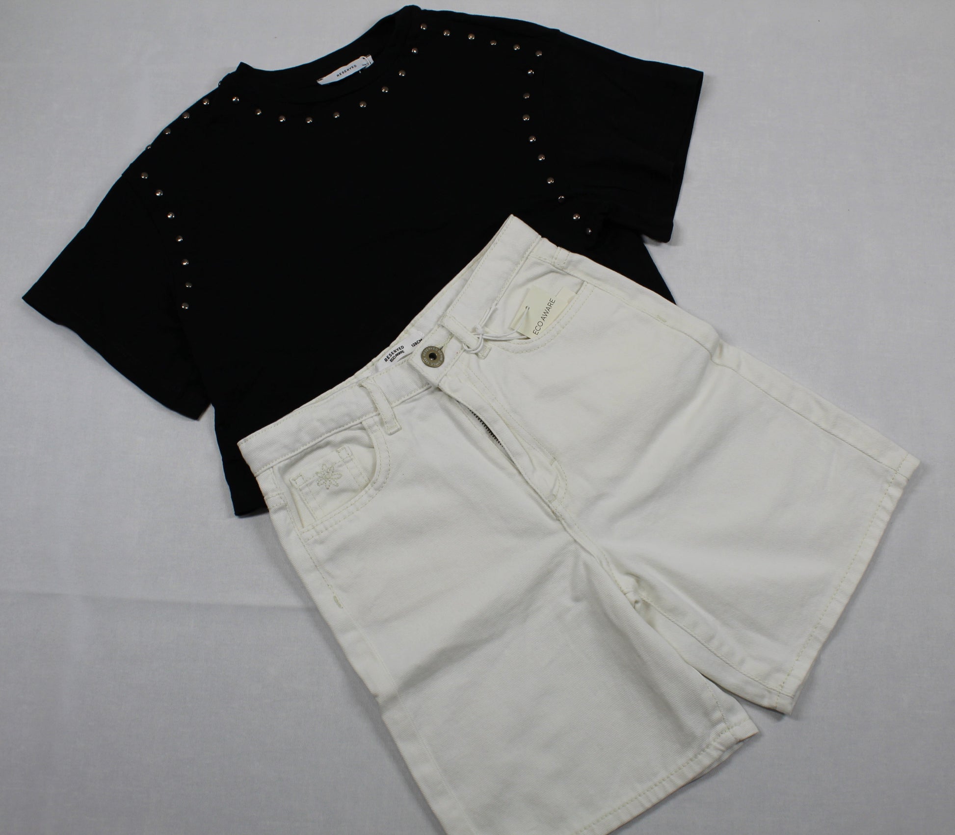Set kurze Jeans T-Shirt Mädchen 122/128
