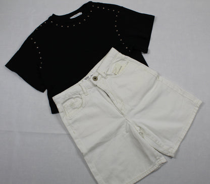 Set kurze Jeans T-Shirt Mädchen 122/128