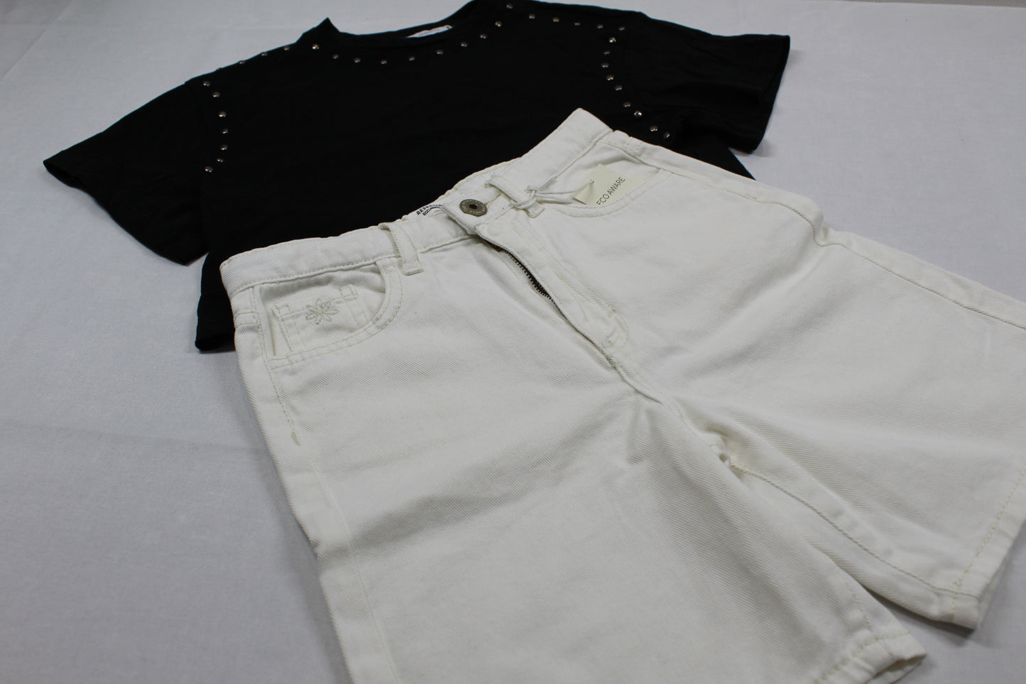 Set kurze Jeans T-Shirt Mädchen 122/128