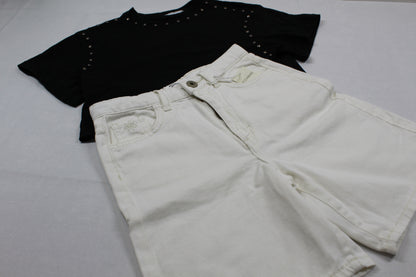 Set kurze Jeans T-Shirt Mädchen 122/128