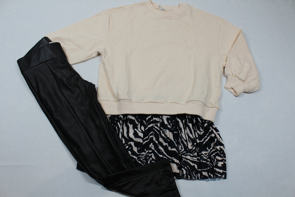 Set Leggins Lederoptik Pulli Art Rock Mädchen 110/116 Outlet