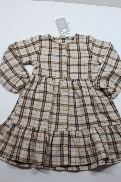 braunes Langarmkleid 104/110 für Mädchen 