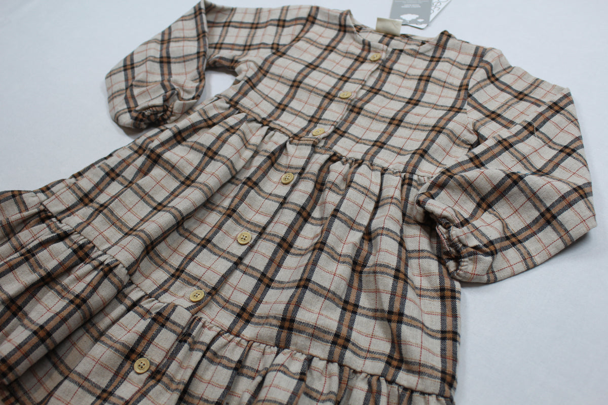 braunes Langarmkleid 104/110 für Mädchen