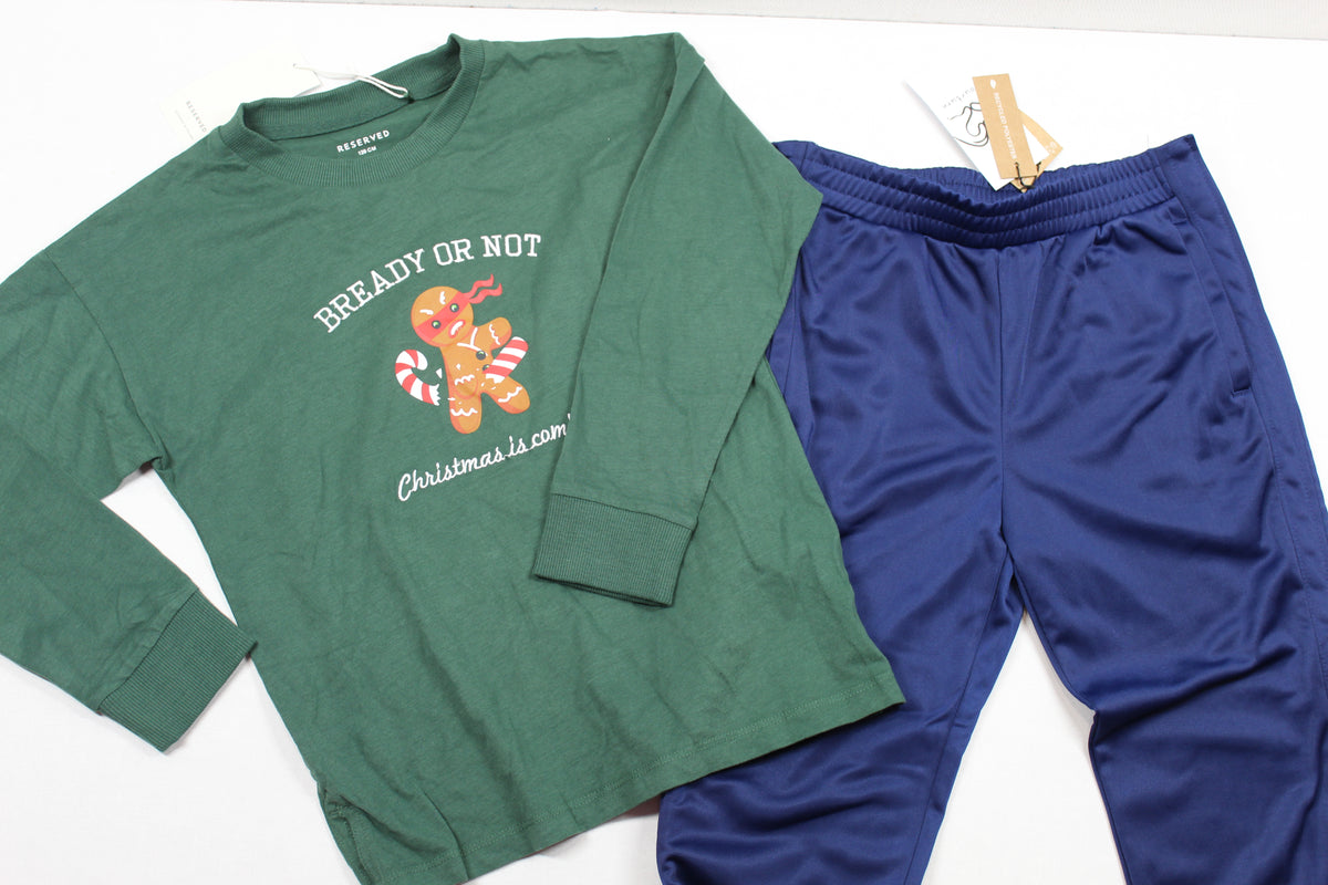 Jogginghose + Langarmshirt mit Weihnachtsmotiv 122/128 Jungs
