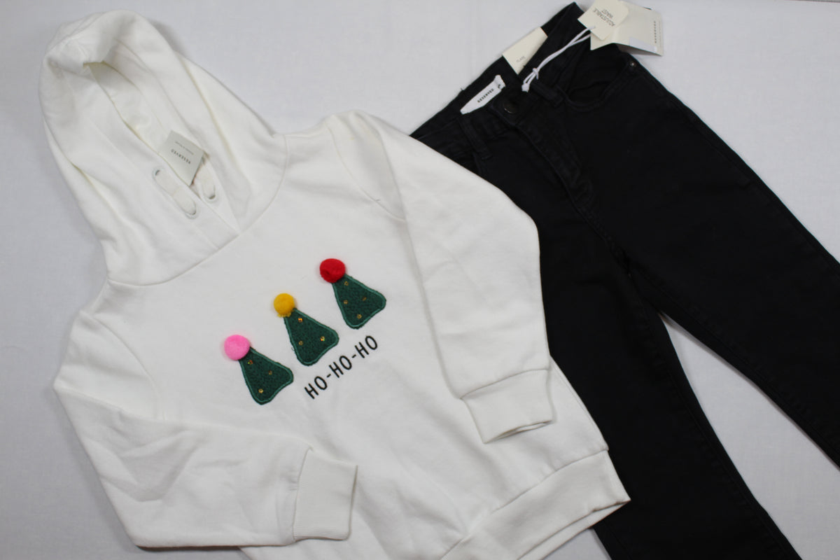 Jeans + Hoodie Weihnachtsmotiv 122 für Mädchen