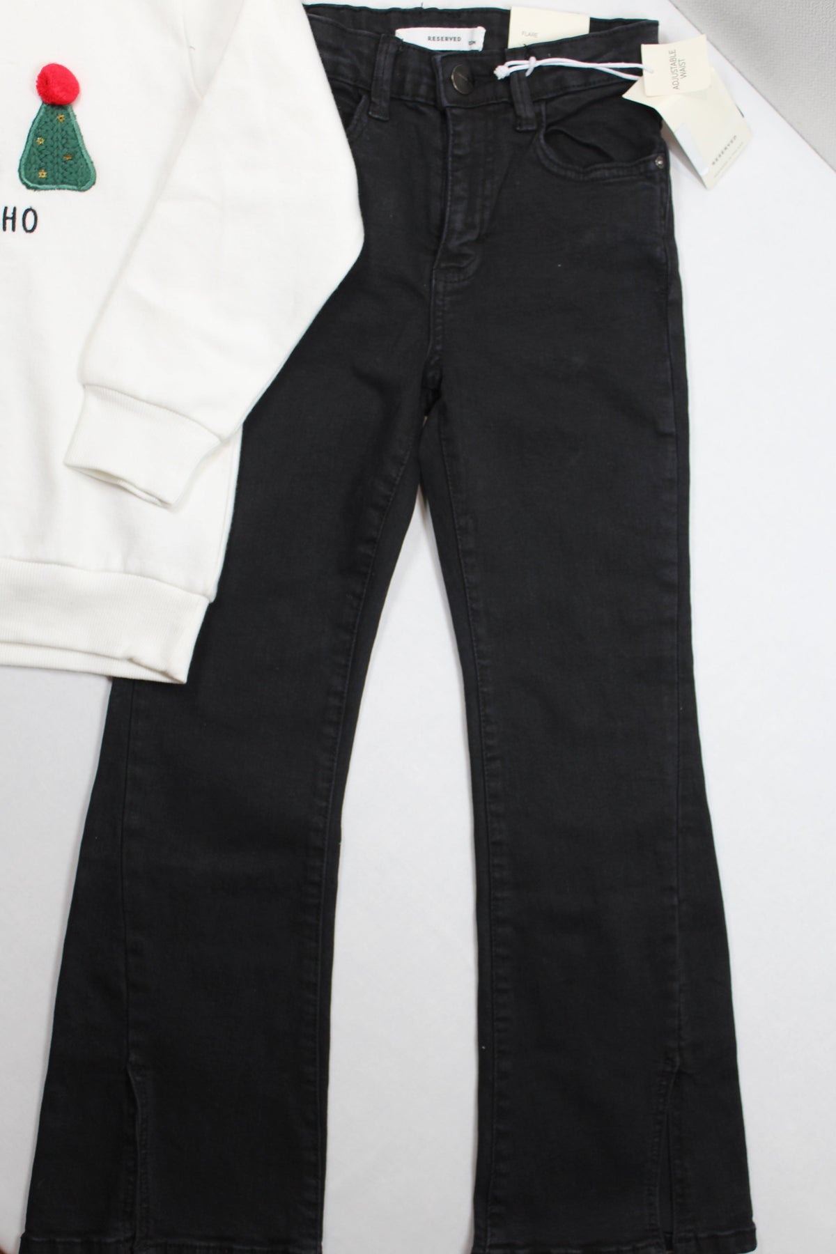 Jeans + Hoodie Weihnachtsmotiv 122 für Mädchen 