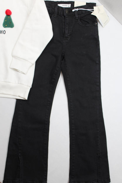 Jeans + Hoodie Weihnachtsmotiv 122 für Mädchen 