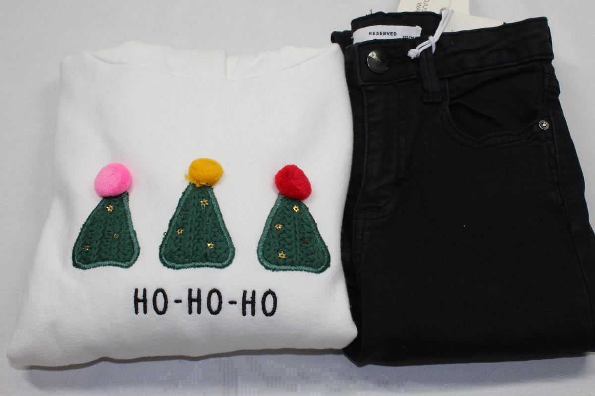 Jeans + Hoodie Weihnachtsmotiv 122 für Mädchen